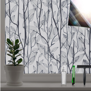 DKTIE Window Film Privacy with Installation Tools, Decorative Stained Glass Window Clings for Home, Static Cling Window Sticker for Front Door, Bathroom, Glass Door (Dark Green, 35.4'' x 78.7'')