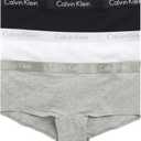 Calvin Klein Women's Motive Cotton Boyshorts 3 Pack (X-Large, Black/White/Grey Heather)