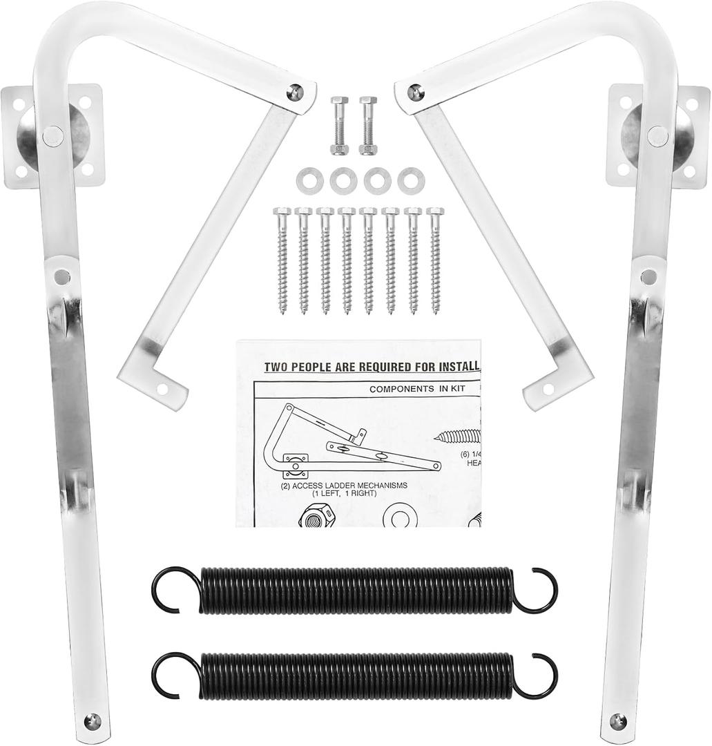 55-2 Attic Ladder Hinge Arms with Springs, Suitable for Werner Attic Ladders Manufactured After 2010, Compatible with Werner Mk5, WU2210, W2208, W2210, Heavy Duty Thick Galvanized Material