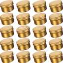 24 Pack 4oz/120ml Screw Top Aluminum Tin Jars with Screw Lids and Blank Labels - Refillable 120ml Metal Containers for Lip Balms, Candles, Salves, Spices, Crafts(Gold)