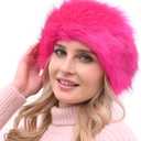 Womens Faux Fur Headband with Elastic Band Ear Warmer Earmuff for Cold Weather Furry Costume (HotPink)