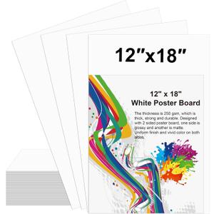 100 Pcs 12" x 18" Poster Board White Poster Board Paper Bulk 250 GSM Thickness Vision Boards Smart PosterBoard for Drawing School Arts Craft Projects Presentations Scrapbooking Blank Graphic