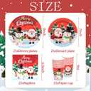 100 Pieces Christmas Paper Plates and Napkins Set Christmas Disposable Tableware Set Santa Claus Paper Plates Napkins Cups for Xmas Merry Christmas Party Supplies, Serves 25 (Red)