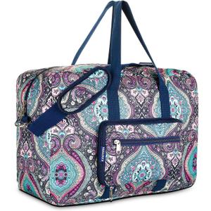 F.FETIVIN Weekender Carry On Bag Travel Duffle Medium Overnight Bag for Women(Green Floral)