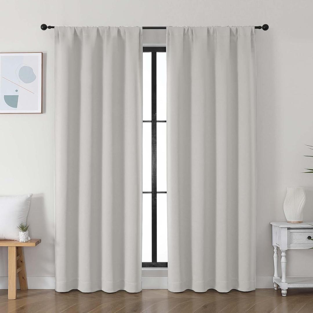 Simplebrand Ava Natural Blackout Curtains for Bedroom, 72 Inch Length, 2 Panels Set, Privacy Thermal Insulated Rod Pocket Window Curtains for Patio, French Door, W40 x L72 Inch