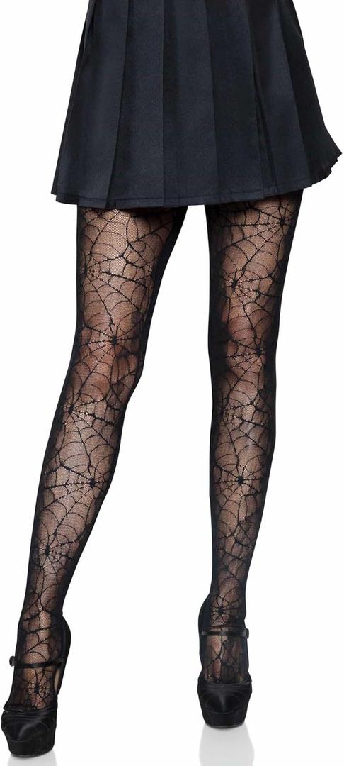 Leg Avenue womens Gothic Fantasy Fishnet Tights, Striped, Celestial Tights for Women (One Size, Spiderweb)