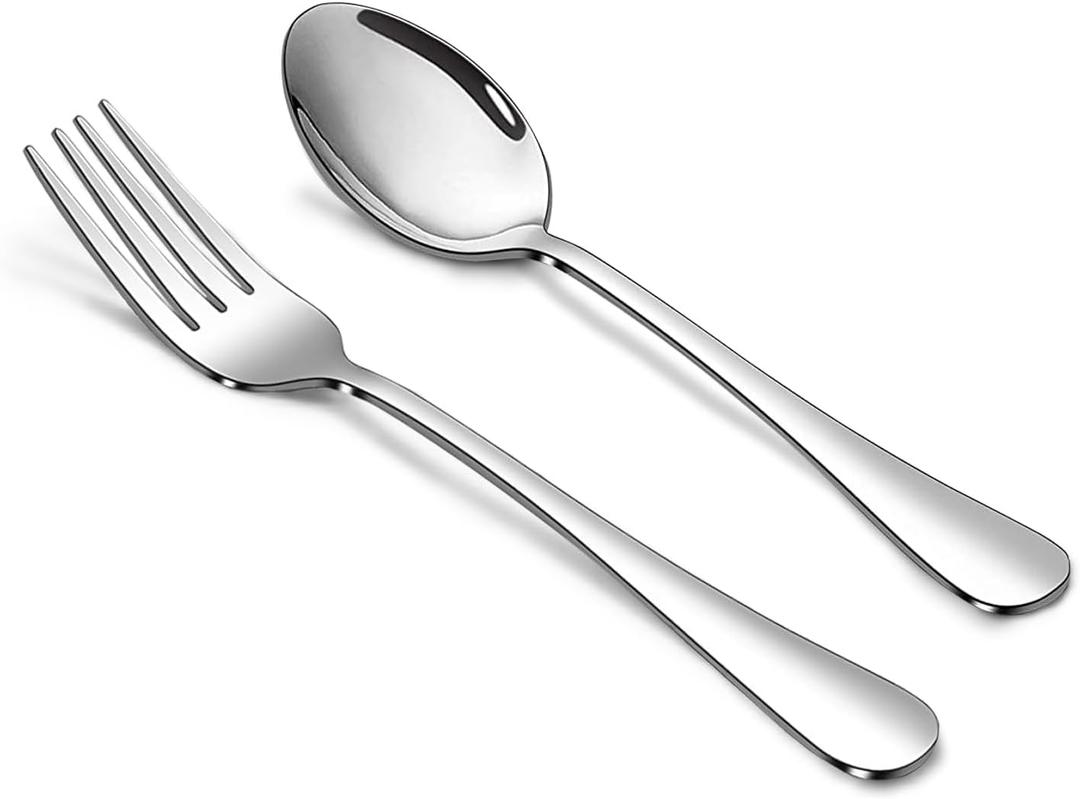 ELLERT 12 Pcs Forks and Spoons set,18/10 Stainless Steel Silverware set, Mirror Polished, Dishwasher Safe - 6 Salad Forks(7.3 inch)+6 Dinner spoons(7.3 inch)