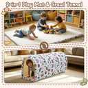 2-in-1 Kids Play Tunnel & Foldable Sensory Play Mat, 79" x 59" Large Soft Play Crawling Tunnel for Toddlers, Montessori Sensory Tunnel & Gym Mat for Active Play, Daycare & Sensory Rooms, Cream