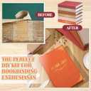Book Binding Cloth Kit, Includes 12''x16'' Bookcover Cloth Fabric 24 Decorative Corners 3 Iron on Vinyl Sheets Bone Folder Tools, Backing Paper,for Old Book DIY Craft Supplies(Rust Color)