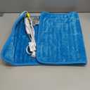 WOOMER Electric Heating Pad for Back Pain & Cramps Relief, 33"x17" Extra Large, Heat Pad with Multi-Color Option, Moist Heat Therapy Feature, Auto Shut-Off, Power Cords Storage Belt (Blue)