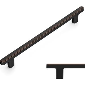 Amerdeco 10 Pack Oil Rubbed Bronze Cabinet Pulls 10 Inch(256mm) Hole Center Drawer Pulls Cabinet Hardware Kitchen Cabinet Handles for Bathroom ZH0065