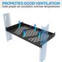 Beiyier 1U Universal Rack Shelf, 10" Deep Vented Cantilever Tray, for 19 Network Equipment Rack & Cabinet (1PCS, Black)