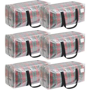 6 Pack Extra Heavy Duty Large Moving Bags with Comfortable Handle & Strong Zipper,Storage Totes for Space Saving Moving Storage College Supplies Alternative to Moving Box,Clear