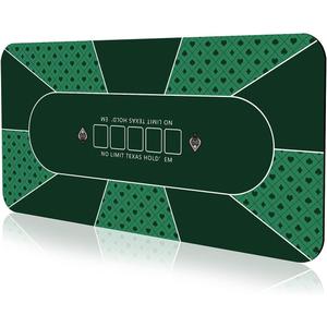 YUZPKRSI 47×23 Inch Poker Mat, 6 Players Texas Hold'em Poker Rubber Mat Poker Topper for Tables, Folding Portable Poker Table Top Layout w/Carrying Bag for Poker Games, Blackjack, Casino
