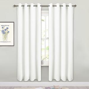 SMILETIME White 72 in Long Velvet Curtains with Grommet, Thermal Insulated Super Soft Privacy Noise Reducing Light Filtering Velvet Curtains for Living Room, 2 Panels, Each 52 x 72 inches Long
