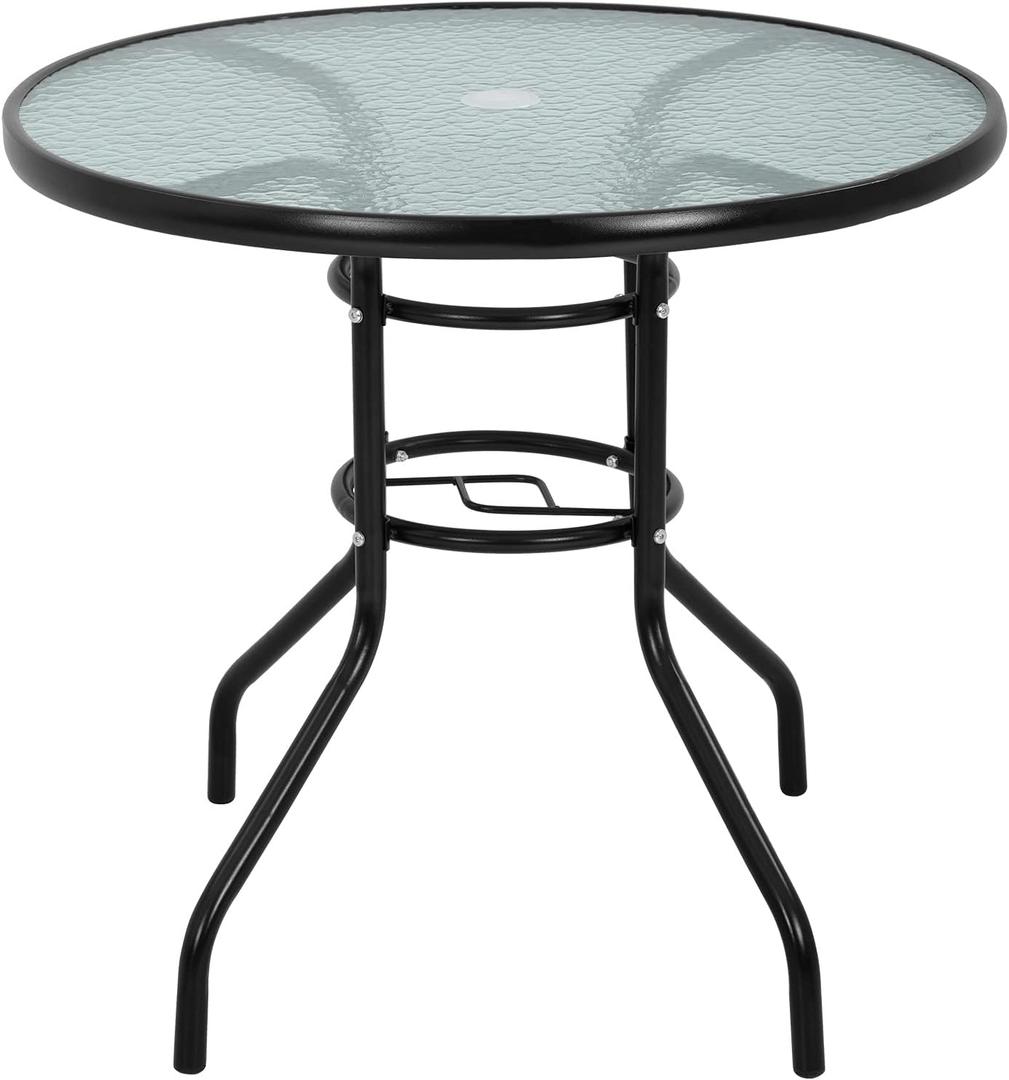 FDW | 32" Outdoor Patio Table with Tempered Glass | Round Coffee Table