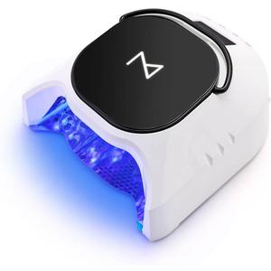 M - GlowPro Professional Hybrid 86W Wireless Rechargeable UV LED Nail Curing Lamp Cordless Nail Dryer for Gel Nails, Manicure, Pedicure (Black & White)