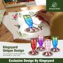 Kingsyard Glass Hummingbird Feeders for Outdoors, 24 oz Hummingbird Nectar Feeder for Outdoors Garden Yard Décor, 6 Feeding Ports, Ant Moat Included, Easy to Clean & Refill, Navy Blue