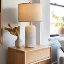 PoKat 23" Modern Ceramic Table Lamp Set of 2 for Living Room White Desk Lamps for Bedroom Farmhouse Bedside Nightstand Lamp House Warming Gifts New Home Decor End Table Lamps Gifts for Women Mom Beige
