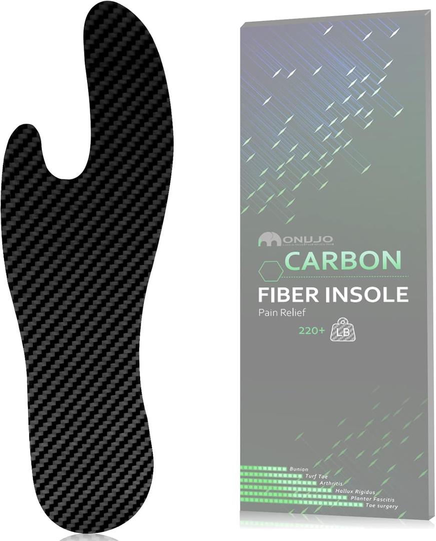Morton's Extension Carbon Fiber Insole, W 7-7.5, M 6-6.5 | 1 PC Rigid Foot Support Insert for Morton's Toe, Foot Fractures, Turf Toe, Hallux Rigidus, Arthritis