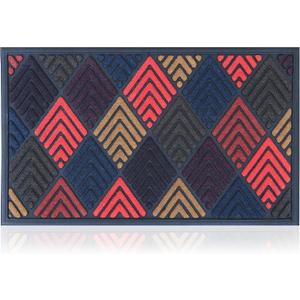 Extra Durable, Superior Absorption, Front Door Mat for Outdoor & Indoor - Welcome Mat for Entryway, Entrance, Patio, Porch - Waterproof, Non-Slip Backing, Coarse Fibers (Colorful Triangles,18x30)