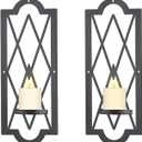 OYEFLY 2 Pcs Metal Candle Sconce,Rustic Wall Candle Sconces (Black)