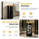 30L/8GAL Black Gold Kitchen Trash Can Golden Brass Commercial Garbage Can Large Capacity Flip Trash Can for Kitchen,Shopping Mall,Elevator Gate,Airport, Hotel,Commercial (Black, 30L)