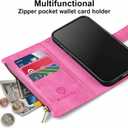 Antsturdy for Samsung Galaxy S8 Wallet Case with Card Holder Women Men,Galaxy S8 Phone Case RFID Blocking PU Leather Flip Shockproof Cover Wrist Strap Zipper Credit Card Slots,Hot Pink