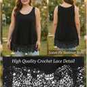 Plus Size Tank Tops for Women, Flowy Lace Trim Camisole, Loose Fit Layering Tunic Tops to Hide Tummy (Black)