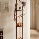 Coat Rack Freestanding, Wood Coat Tree with Shelf for Entryway Walnut