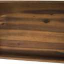 20 Inch Acacia Wood Ottoman Tray for Living Room - Coffee Table Trays, Serving Tray with Handles for Ottoman Table, Decorative Trays for Home Decor, Charcuterie Boards (Walnut Color) (20" x 14" x 2.3")