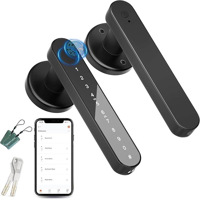 Door Knob,Fingerprint Door Lock for Bedrooms,Smart Door Knob,Keyless Entry Door Lock with APP