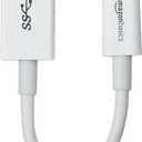 Amazon Basics USB-C to USB-A 3.1 Gen1 Female Adapter Cable Converter, 5Gbps High-Speed, USB-IF Certified, for Laptops, Tablets, Phones (iPhone 16/15), White (Pack of 1)