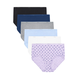 Hanes Women's Underwear Briefs Pack, 6-Pack, Cotton Brief Panties for Women, Moisture-Wicking (Plus Size) (9, Solid/Print Mix)