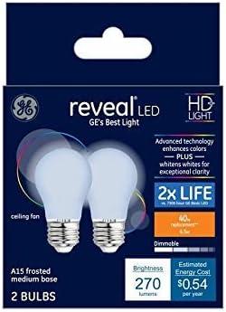 GE Reveal 40-Watt EQ A15 Color-Enhancing Dimmable LED Light Bulb (2-Pack)