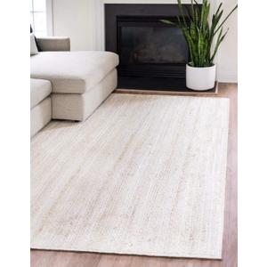 Unique Loom Braided Jute Collection Area Rug - Dhaka (2' x 3' 1" Rectangle, White)