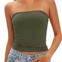 Darong Womens Padded Tube Tops Bulit in Bra Strapless Crop Tops Bandeau Double Lined Basic Going Out Tank Top (Small, Army Green)