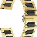 BINLUN Replacement Watch Band Stainless Steel Ceramic Watch Bracelet Polished Strap 12mm/14mm/16mm/18mm/20mm/22mm with Butterfly Buckle 6 Colors