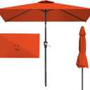 6.5' x 10' Rectangular Patio Umbrellas for Outdoor, Outdoor Table Umbrella, Large Outdoor Patio Umbrellas with 6 Sturdy Ribs for Market, Garden, Pool (Orange)
