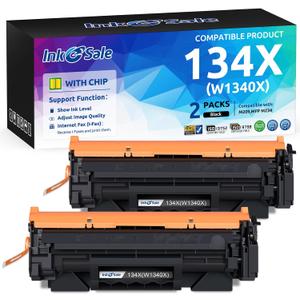 INK E-SALE 134X 134A High-Yield Toner Cartridge Replacement for HP 134X 134A W1340A W1340X Black Toner Cartridge for HP LaserJet M209d MFP M234dw M234sdw Printer 2-Pack Black Show Ink Level