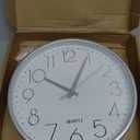 Wall Clock 10 Inch Non-Ticking Silent Modern Simple Style Round Decor Clock Silver Stereoscopic Dial Quartz Wall Clocks for Home/Office/School/Living Room/Bedroom/Kitchen