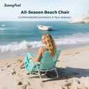 SUNNYFEEL Foldable Beach Chair, Beach Chair Backup with Wood Armrest & Cushion, Lightweight Camping Chair Heavy Duty for Beach, Camping, Lawn, Outdoor, Mint Green, 20.08 inches x 25.2 inches x 25.59 inches