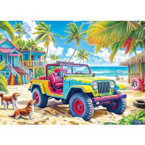 Jigsaw Puzzles for Adults 1000 Piece Puzzle for Adults 1000 Pieces Puzzle 1000 Pieces-Colorful Beach Buggy