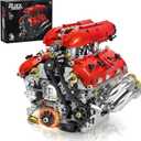 V8 Engine Model Kit, Build Your Own Visible Car Motor, Advanced STEM Mechanical Building Block Set for Adults, Collectible Engine Model for Display, Desk Decor & Gift to Car Lovers