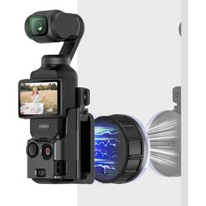 AMAZEAR Magnetic Mount and Suction Car Holder Combo for DJI OSMO Pocket 3 Accessories Superb Strong Adsorption Power Magnet Clamp and Base Stand for Mirror, Glass, Tile, Metal, Black