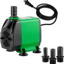 Simple Deluxe 10ft High Lift 800GPH 24W Water Table Pump (3000L/H) with 3 Nozzles, Perfect for Fish Tank, Pond, Aquarium, Statuary, Hydroponics, Fountain, Green