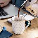 LE TAUCI Coffee Mugs 12 oz, Ceramic Mug Set Set of 4, Embossment Cups for Espresso, Latte, Tea, Cocoa, Cappuccino & Mocha, Dishwasher Oven Microwave Safe - 3.4 inch, Arctic White, Full:12 Oz