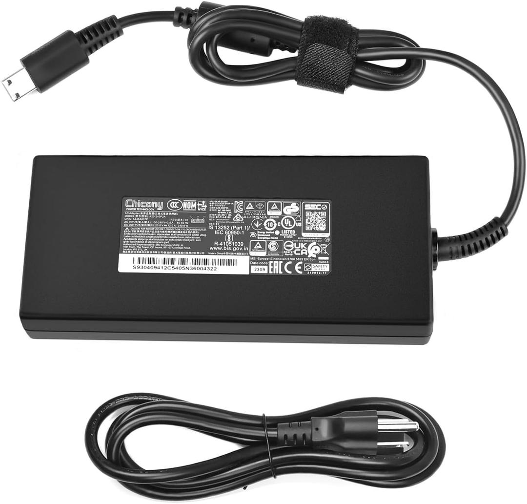 240W USB Tip Charger for MSI GE76 GE66 GP76 GP66 GS77 MS-17K3 A20-240P2A A240A007P S93-0409410-C54 (Not Work with MSI Delta 15 Series, not Replace 280w)