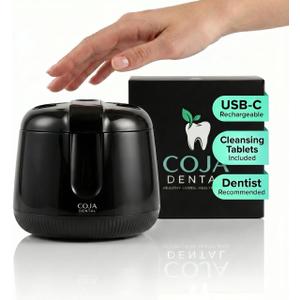 Cleansing Pod PRO + UV | Rechargeable Ultrasonic Retainer Cleaner Machine | 48kHz Ultrasonic Dental Pod for Mouthguard, Dentures & Aligners | 3 Cleaning Modes | Tablets Included