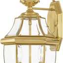 Livex Lighting 2251-02 Monterey 2 Light Outdoor Polished Brass Finish Solid Brass Wall Lantern with Clear Beveled Glass, 20.25" x 10.5" x 10"